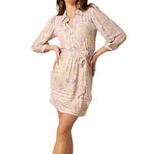NEW HALE BOB sloan jersey 3/4 sleeve short dress in multi pastels